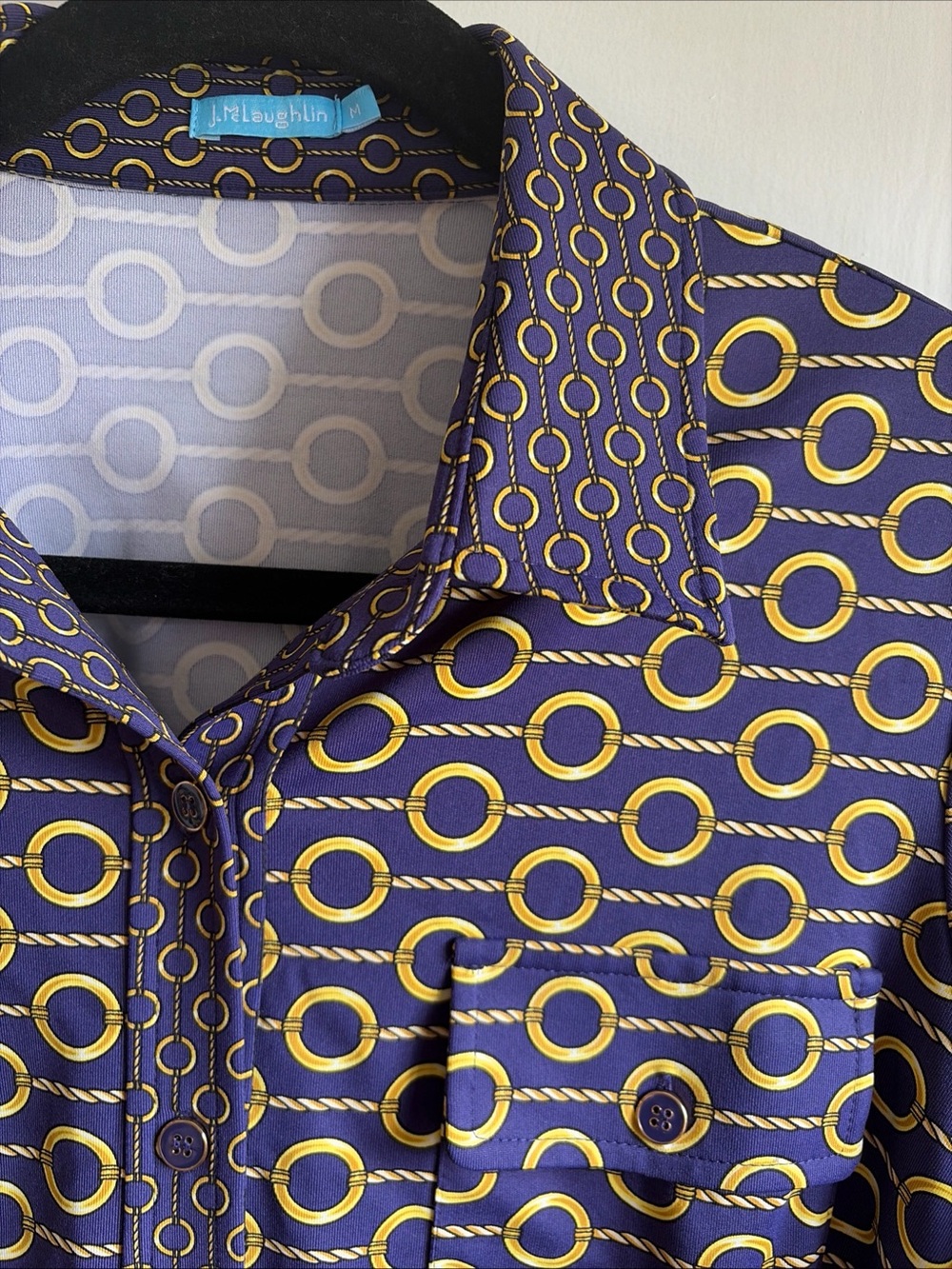 J. McLaughlin Purple and Gold Chain-Print Button-Down Shirt